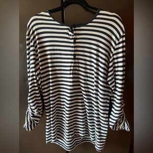 H&M Black and White Striped Long Sleeve Top